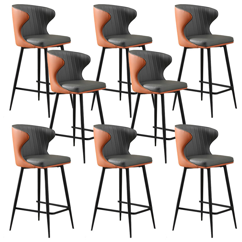 Glam Backrest Armrest Counter Stool Iron Bar Stool with Cushion and Pedal for Cafe