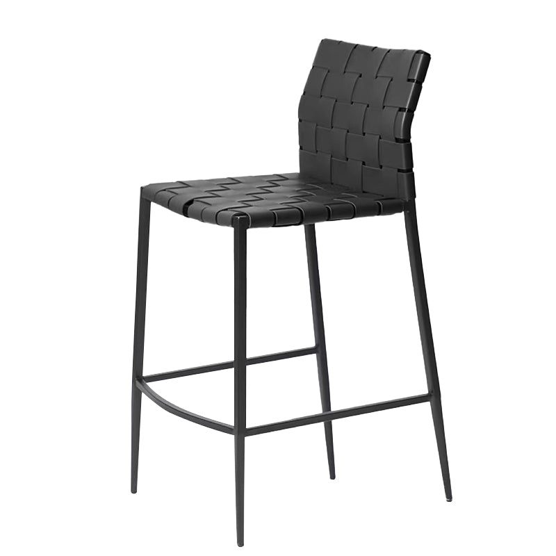 Modern Faux Leather Counter Stool Square Low Back Bar Stool for Indoor