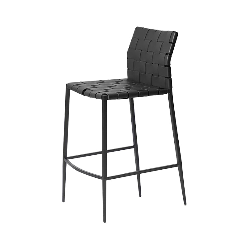 Modern Faux Leather Counter Stool Square Low Back Bar Stool for Indoor