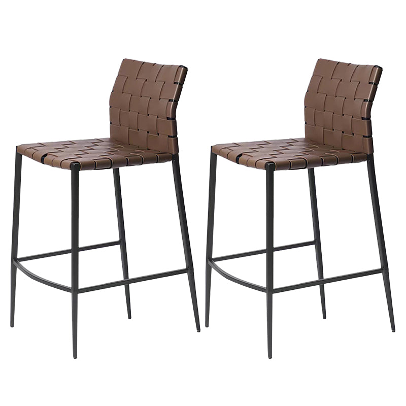 Modern Faux Leather Counter Stool Square Low Back Bar Stool for Indoor