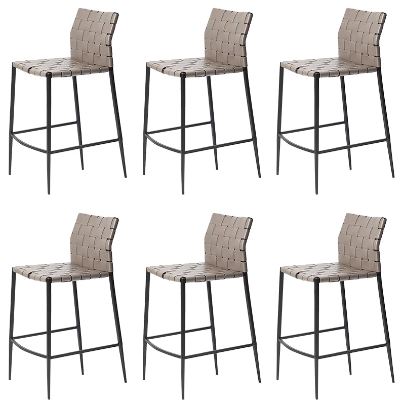 Modern Faux Leather Counter Stool Square Low Back Bar Stool for Indoor