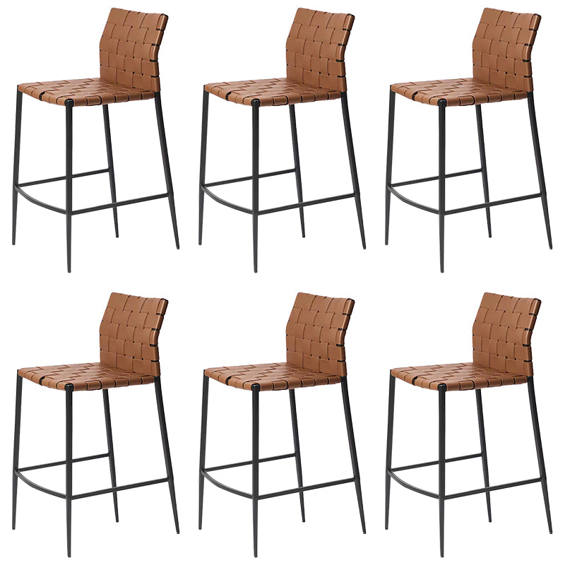 Modern Faux Leather Counter Stool Square Low Back Bar Stool for Indoor