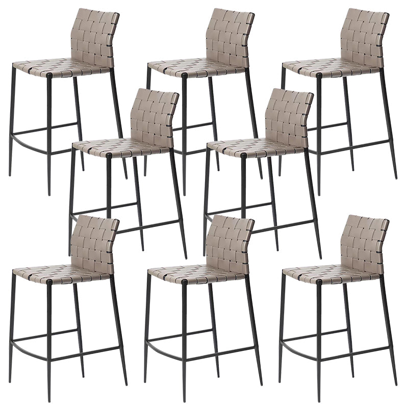 Modern Faux Leather Counter Stool Square Low Back Bar Stool for Indoor