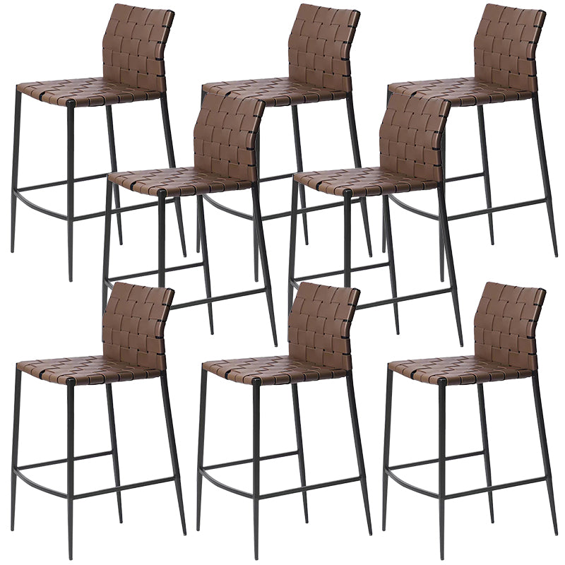 Modern Faux Leather Counter Stool Square Low Back Bar Stool for Indoor