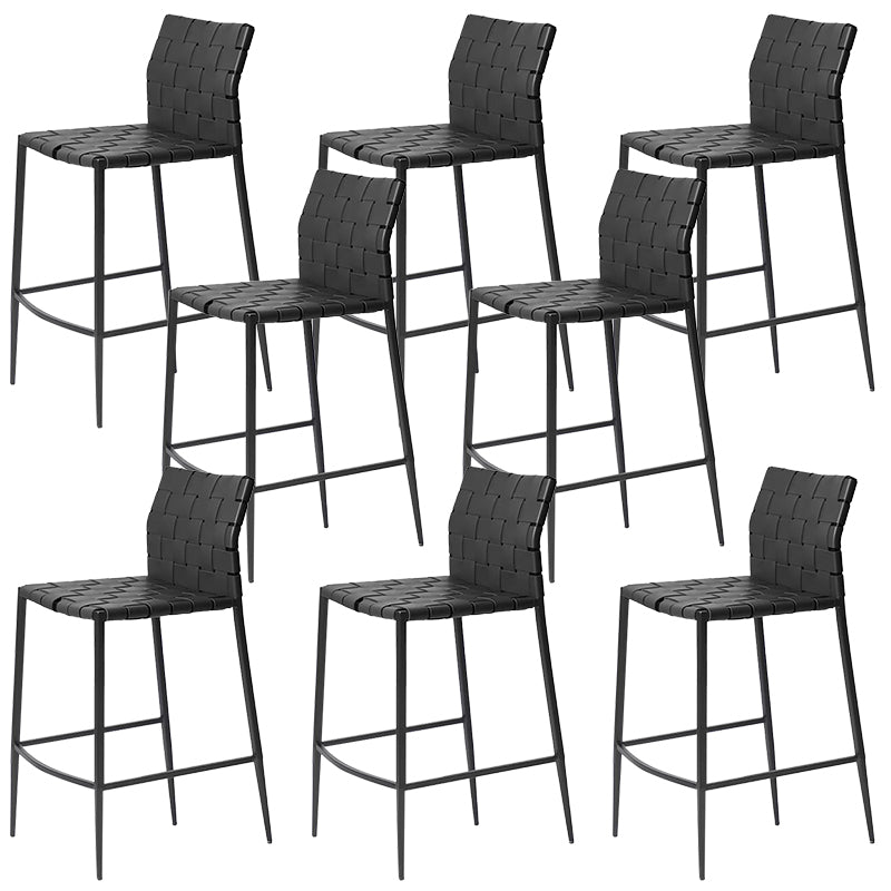 Modern Faux Leather Counter Stool Square Low Back Bar Stool for Indoor