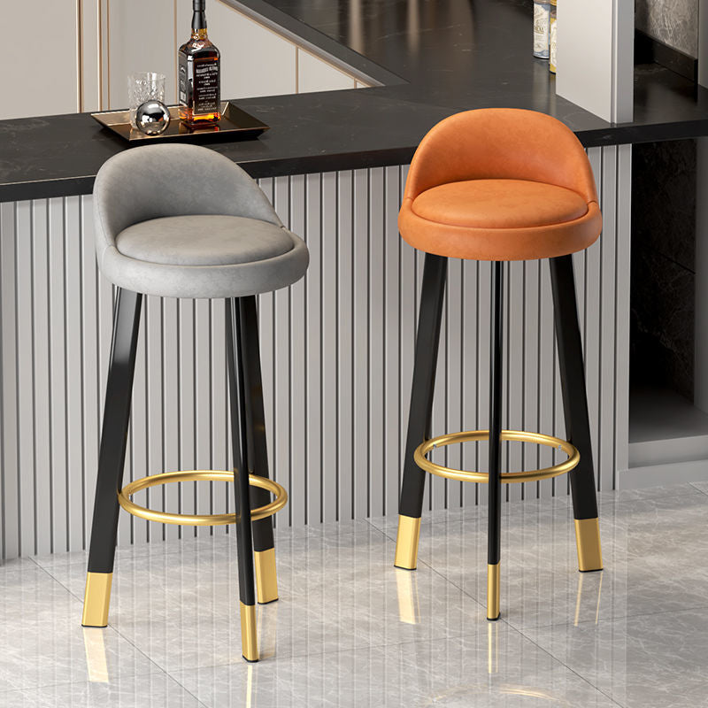 Modern Style Round Seat Barstool Pu Leather Counter Bar Stool with Metal Legs