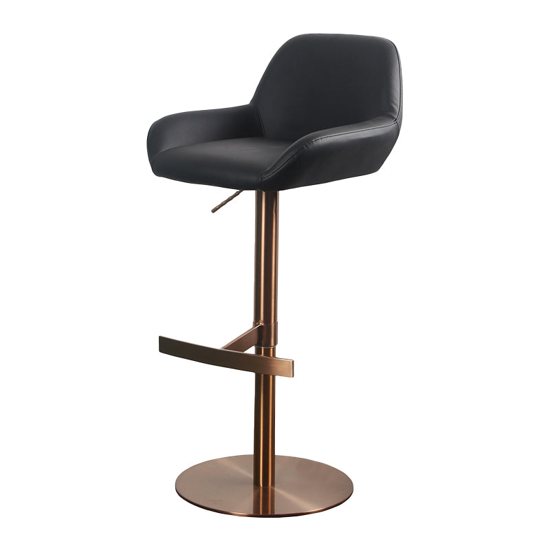 Glam Style Counter Stool Faux Leather Adjustable Height Bar Stool with Swivel