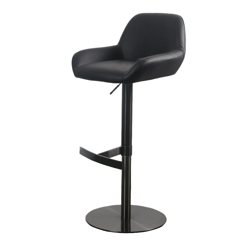 Glam Style Counter Stool Faux Leather Adjustable Height Bar Stool with Swivel