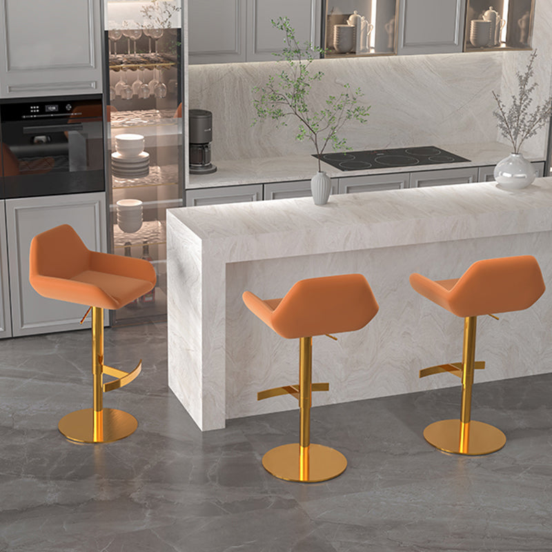 Glam Style Counter Stool Faux Leather Adjustable Height Bar Stool with Swivel