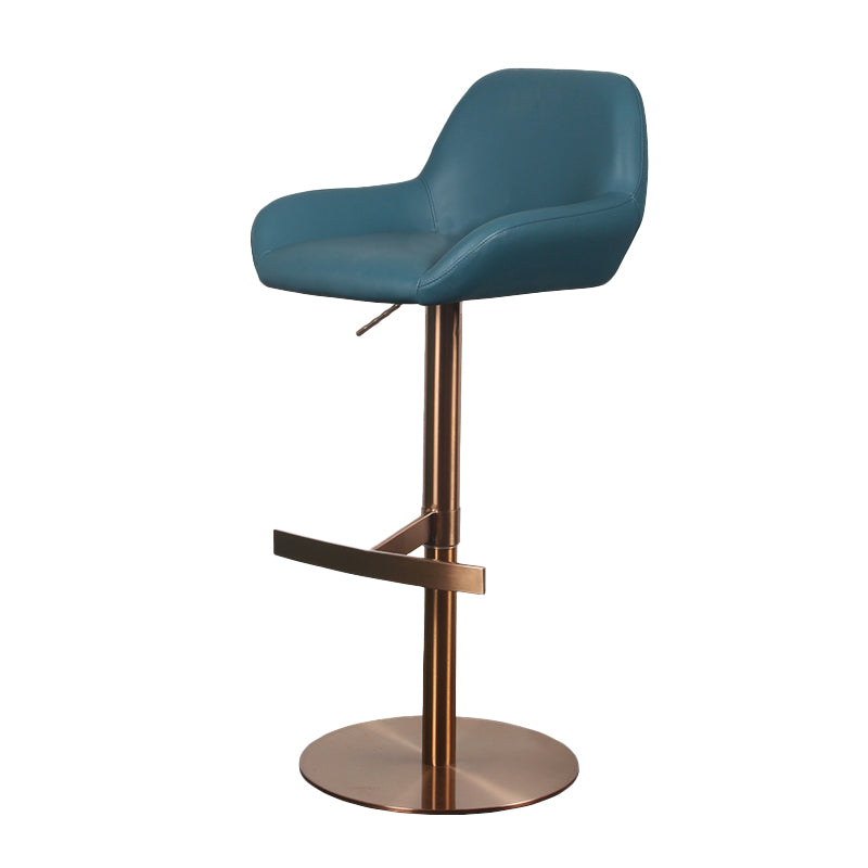 Glam Style Counter Stool Faux Leather Adjustable Height Bar Stool with Swivel