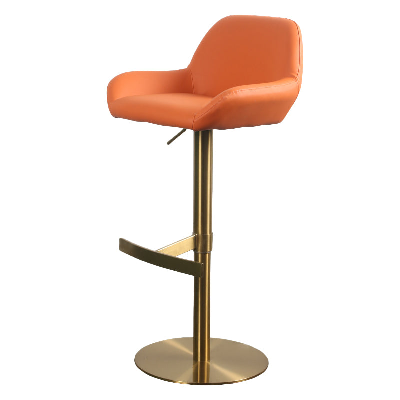 Glam Style Counter Stool Faux Leather Adjustable Height Bar Stool with Swivel