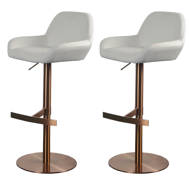 Glam Style Counter Stool Faux Leather Adjustable Height Bar Stool with Swivel