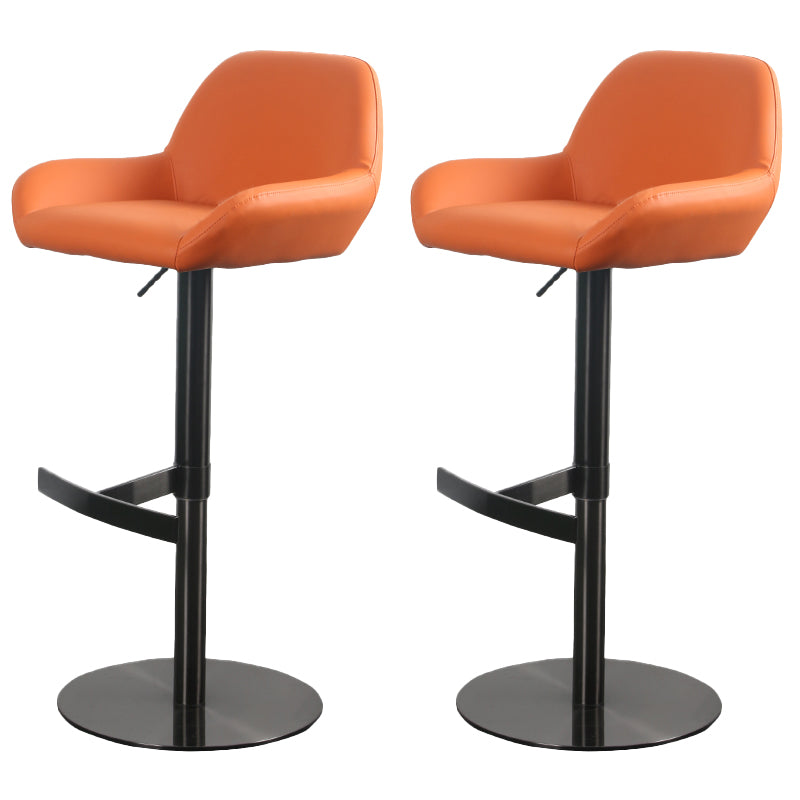 Glam Style Counter Stool Faux Leather Adjustable Height Bar Stool with Swivel