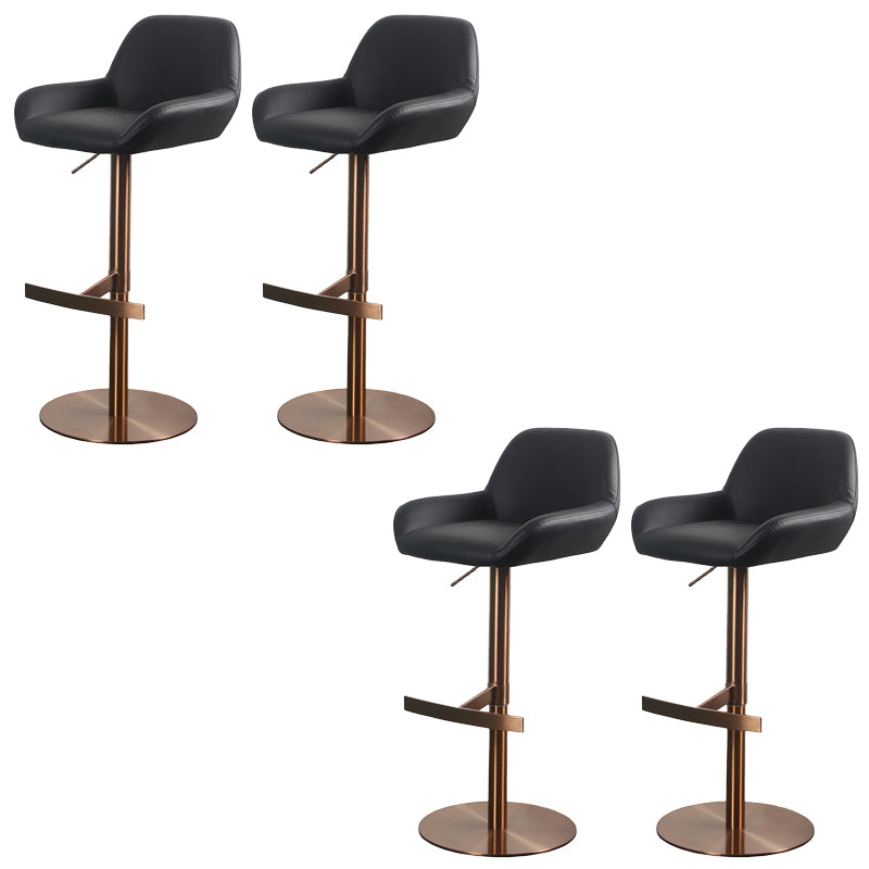 Glam Style Counter Stool Faux Leather Adjustable Height Bar Stool with Swivel