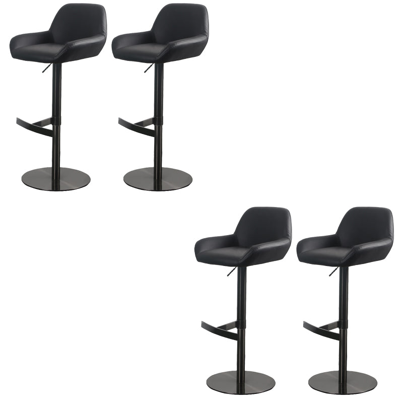 Glam Style Counter Stool Faux Leather Adjustable Height Bar Stool with Swivel