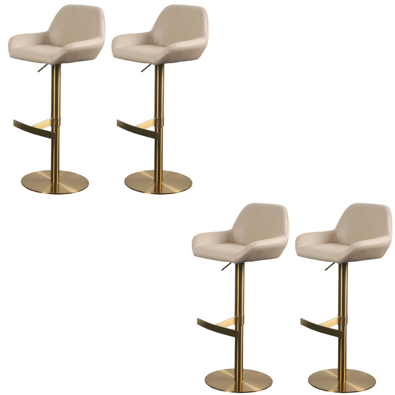 Glam Style Counter Stool Faux Leather Adjustable Height Bar Stool with Swivel