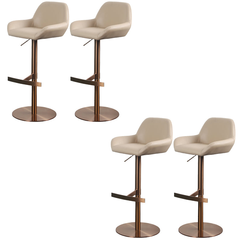 Glam Style Counter Stool Faux Leather Adjustable Height Bar Stool with Swivel