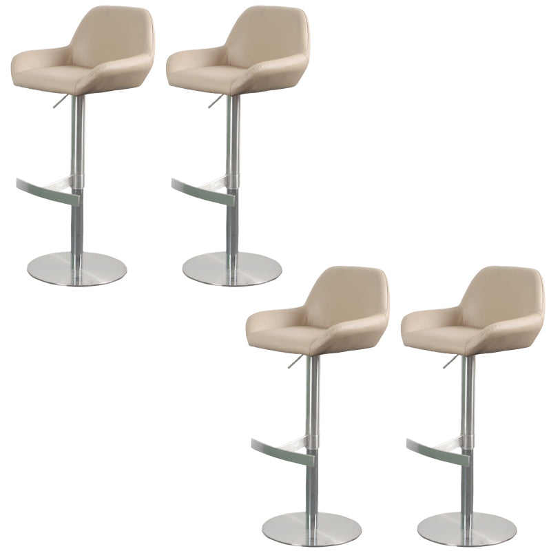 Glam Style Counter Stool Faux Leather Adjustable Height Bar Stool with Swivel