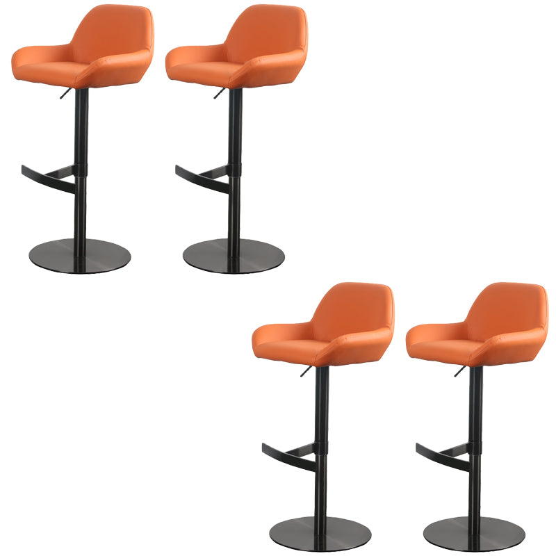 Glam Style Counter Stool Faux Leather Adjustable Height Bar Stool with Swivel