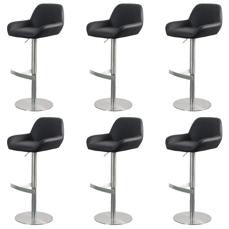 Glam Style Counter Stool Faux Leather Adjustable Height Bar Stool with Swivel