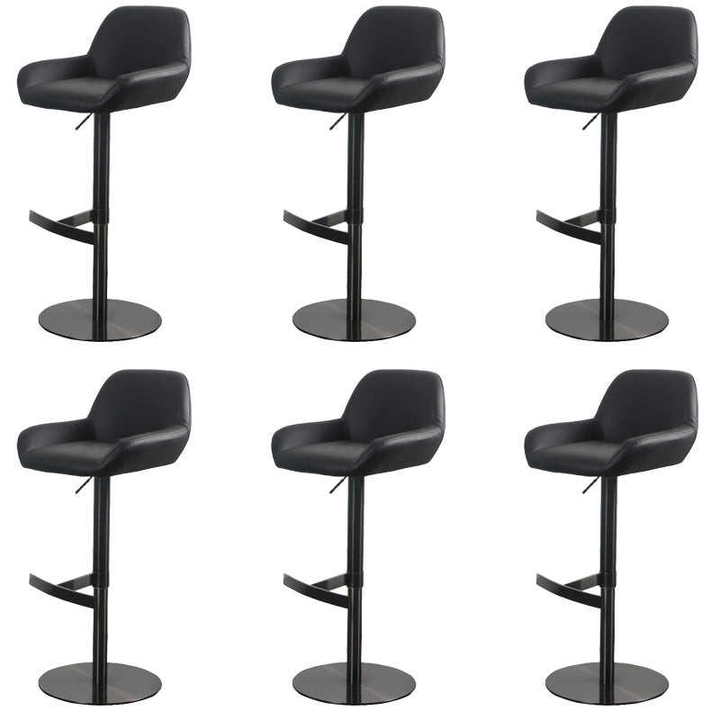 Glam Style Counter Stool Faux Leather Adjustable Height Bar Stool with Swivel