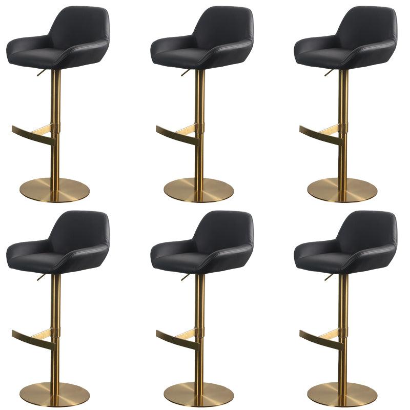 Glam Style Counter Stool Faux Leather Adjustable Height Bar Stool with Swivel