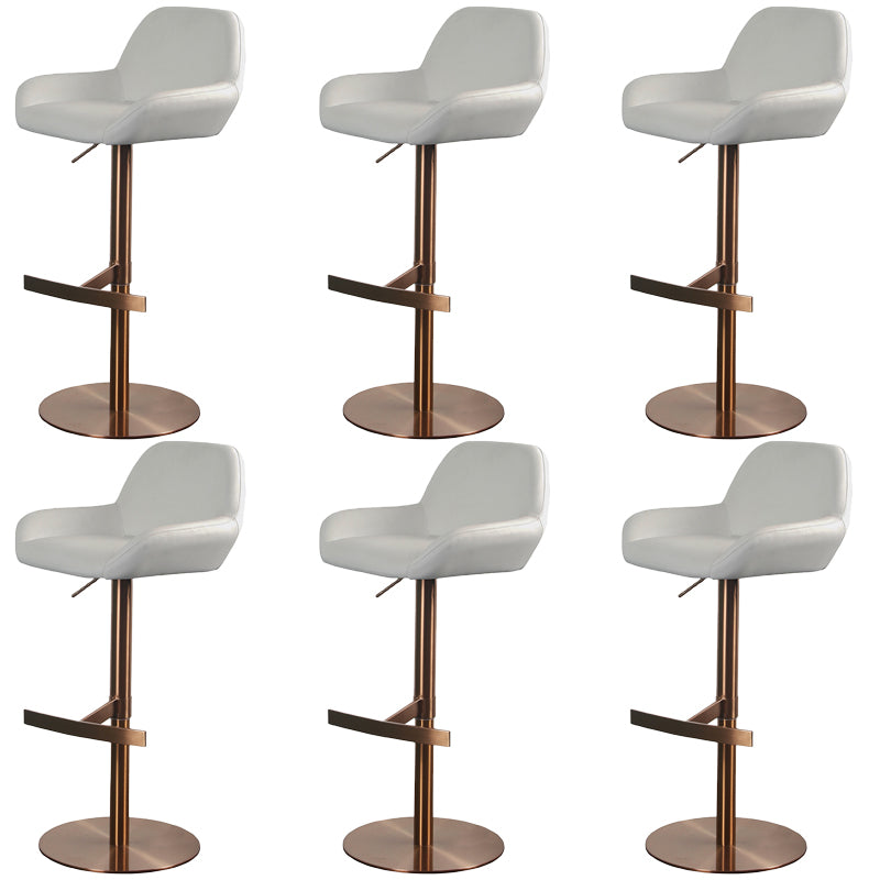 Glam Style Counter Stool Faux Leather Adjustable Height Bar Stool with Swivel