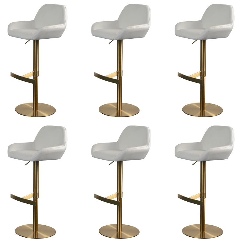 Glam Style Counter Stool Faux Leather Adjustable Height Bar Stool with Swivel
