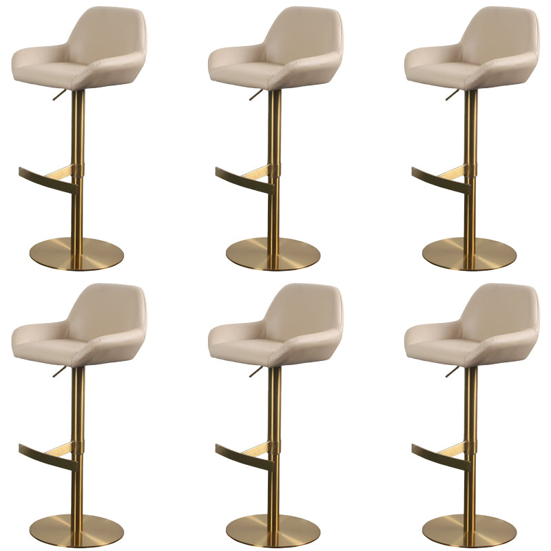 Glam Style Counter Stool Faux Leather Adjustable Height Bar Stool with Swivel
