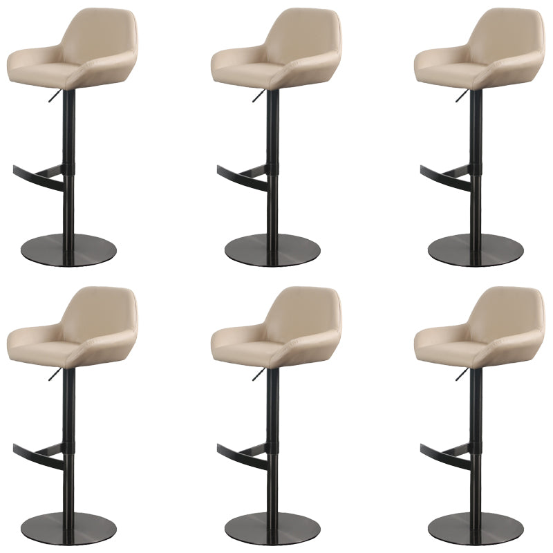 Glam Style Counter Stool Faux Leather Adjustable Height Bar Stool with Swivel