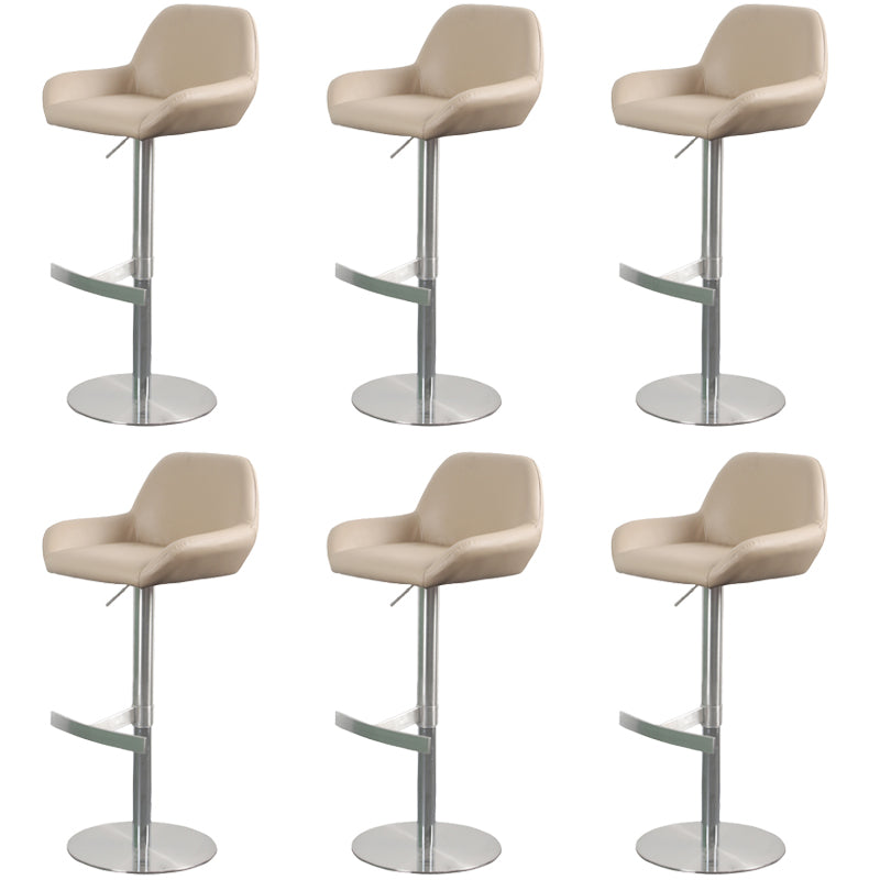 Glam Style Counter Stool Faux Leather Adjustable Height Bar Stool with Swivel