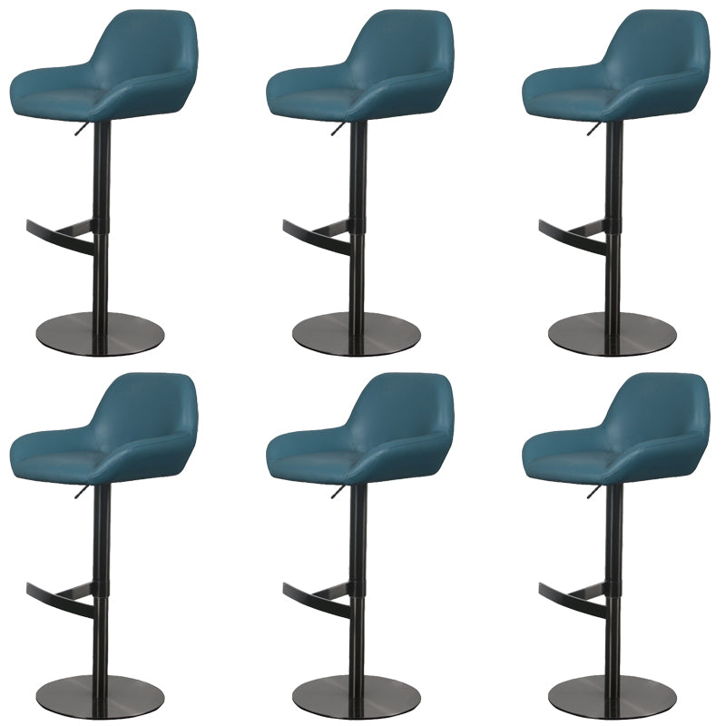 Glam Style Counter Stool Faux Leather Adjustable Height Bar Stool with Swivel