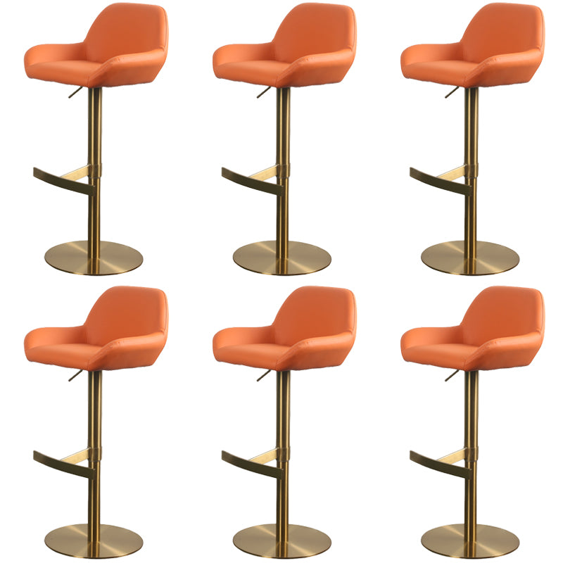 Glam Style Counter Stool Faux Leather Adjustable Height Bar Stool with Swivel