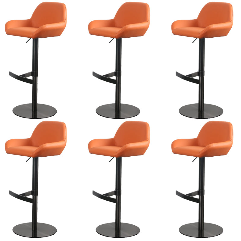 Glam Style Counter Stool Faux Leather Adjustable Height Bar Stool with Swivel