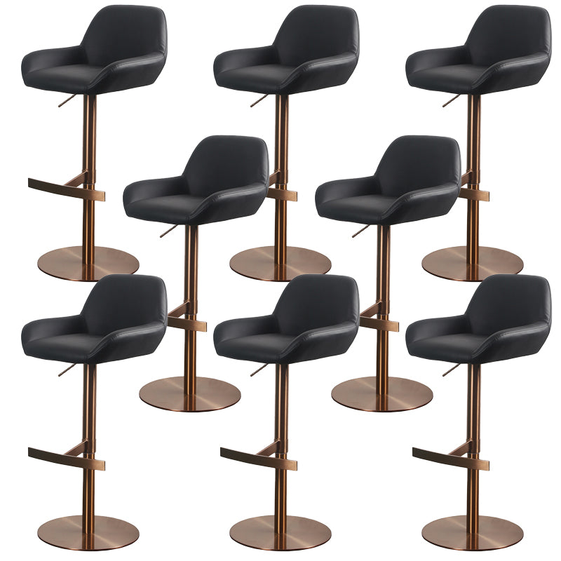 Glam Style Counter Stool Faux Leather Adjustable Height Bar Stool with Swivel