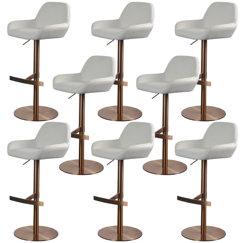 Glam Style Counter Stool Faux Leather Adjustable Height Bar Stool with Swivel