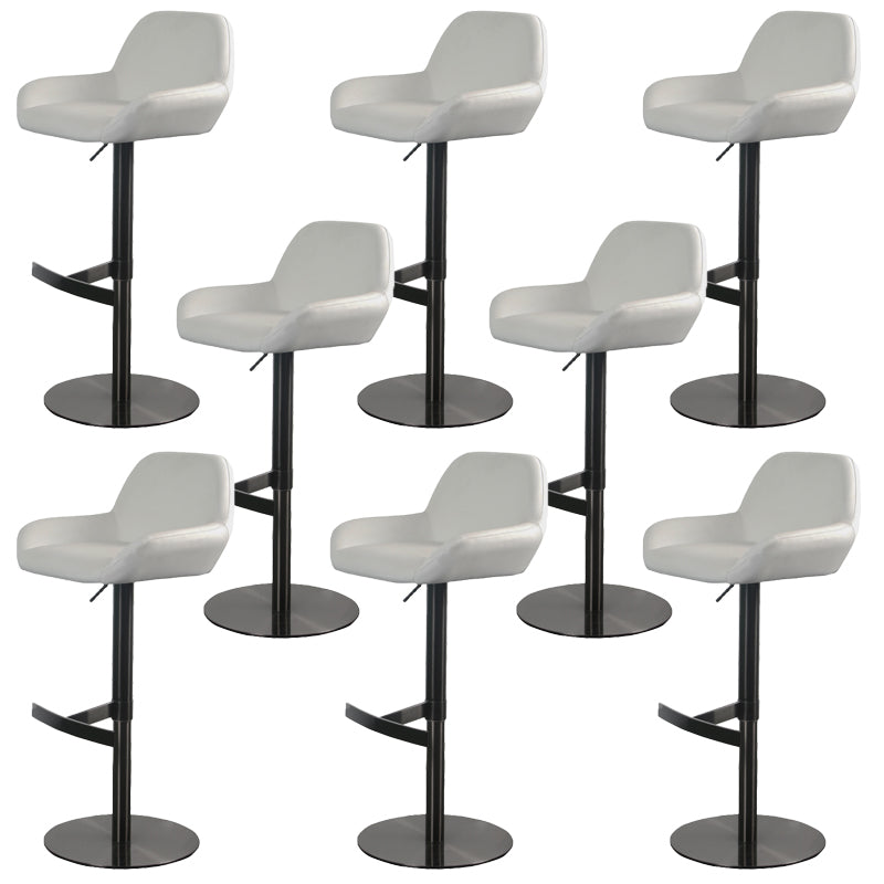 Glam Style Counter Stool Faux Leather Adjustable Height Bar Stool with Swivel