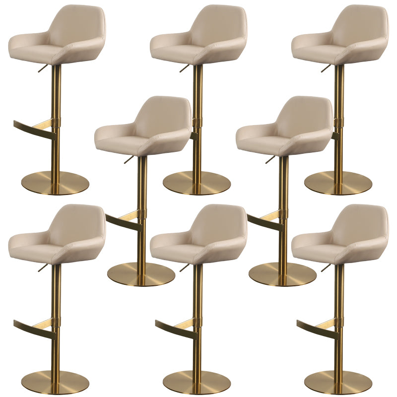 Glam Style Counter Stool Faux Leather Adjustable Height Bar Stool with Swivel