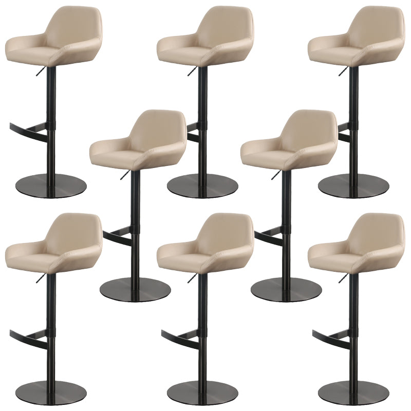 Glam Style Counter Stool Faux Leather Adjustable Height Bar Stool with Swivel