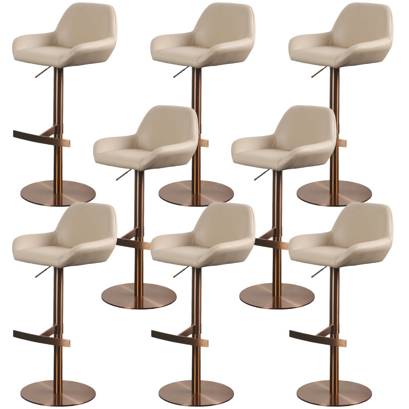 Glam Style Counter Stool Faux Leather Adjustable Height Bar Stool with Swivel