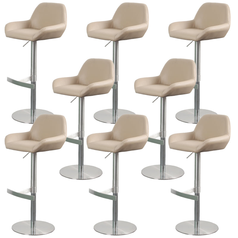 Glam Style Counter Stool Faux Leather Adjustable Height Bar Stool with Swivel