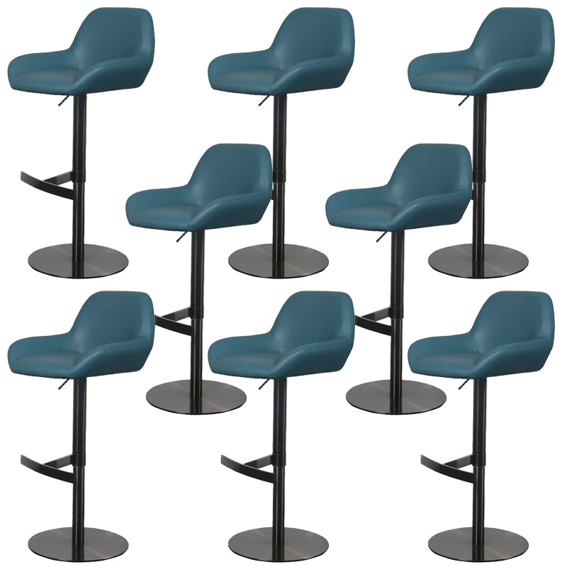 Glam Style Counter Stool Faux Leather Adjustable Height Bar Stool with Swivel