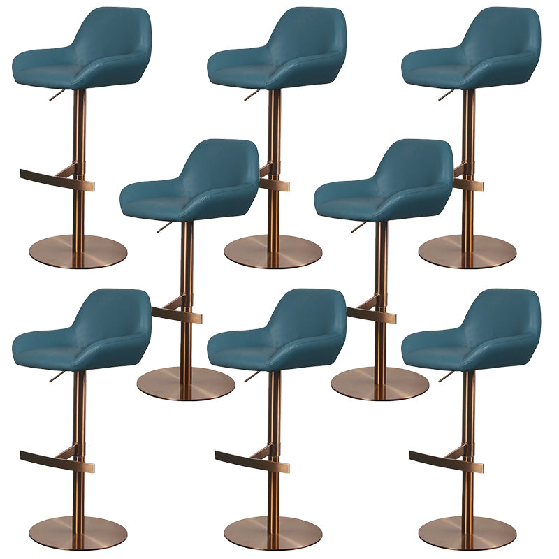 Glam Style Counter Stool Faux Leather Adjustable Height Bar Stool with Swivel