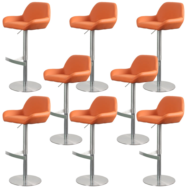 Glam Style Counter Stool Faux Leather Adjustable Height Bar Stool with Swivel