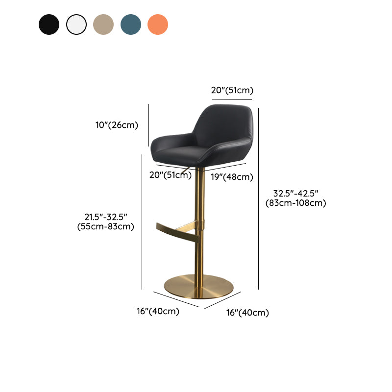 Glam Style Counter Stool Faux Leather Adjustable Height Bar Stool with Swivel