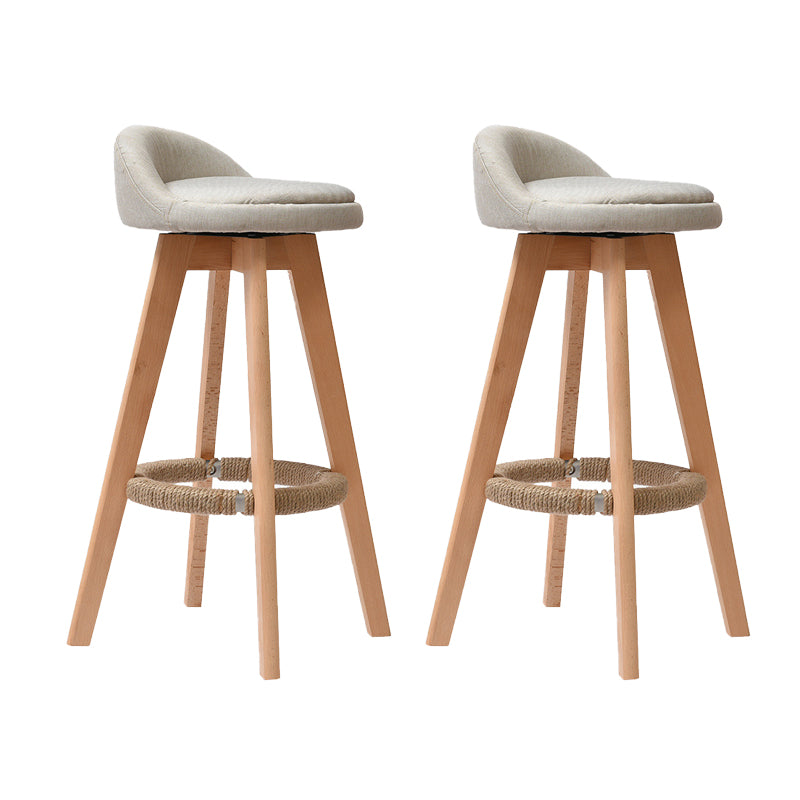 Low Back Dining Stool Beech Armless Bar Stool with Wood Base