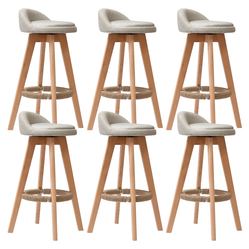 Low Back Dining Stool Beech Armless Bar Stool with Wood Base