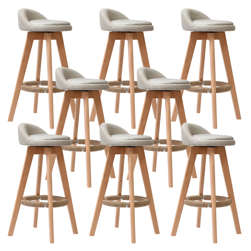 Low Back Dining Stool Beech Armless Bar Stool with Wood Base
