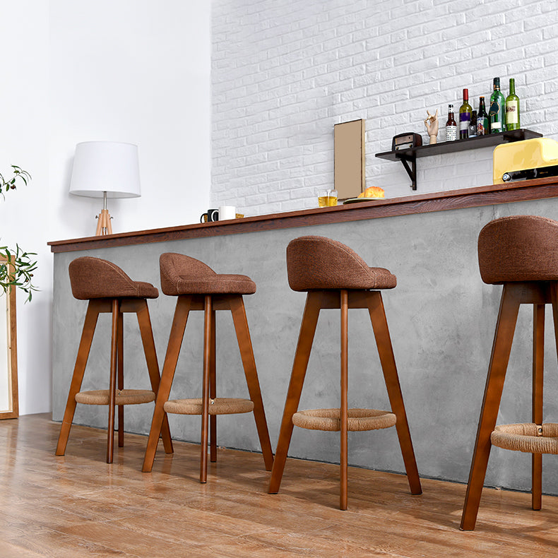 Low Back Dining Stool Beech Armless Bar Stool with Wood Base