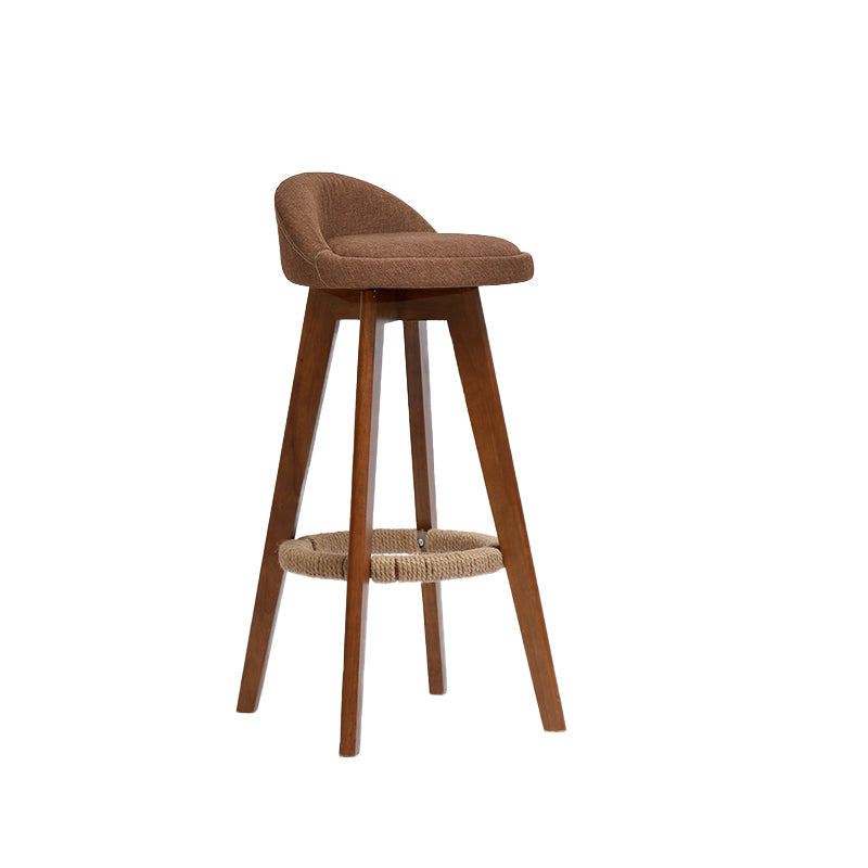 Low Back Dining Stool Beech Armless Bar Stool with Wood Base